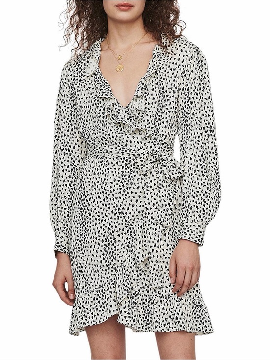 Maje Dresses & Skirts - Maje Leopard Printed Ruffle Wrap Dress